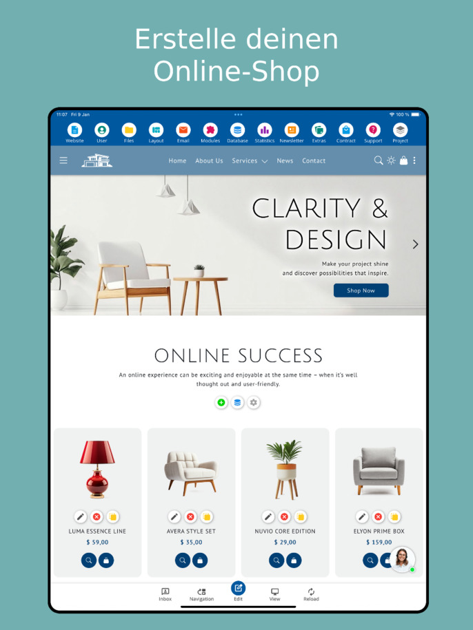 Online-Shop erstellen – Tablet Screenshot